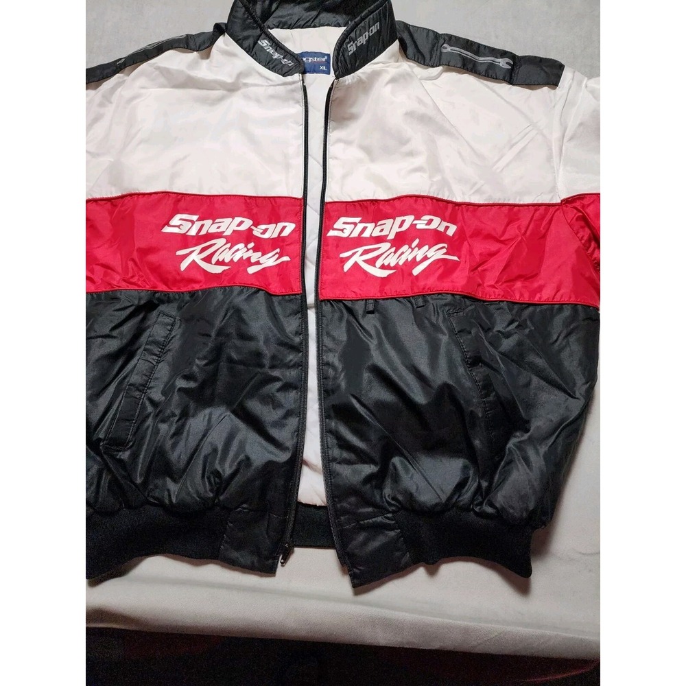 Swingster Snap-on Racing Jacket Windbreaker Nascar XL  Red, White & Black USA‎
